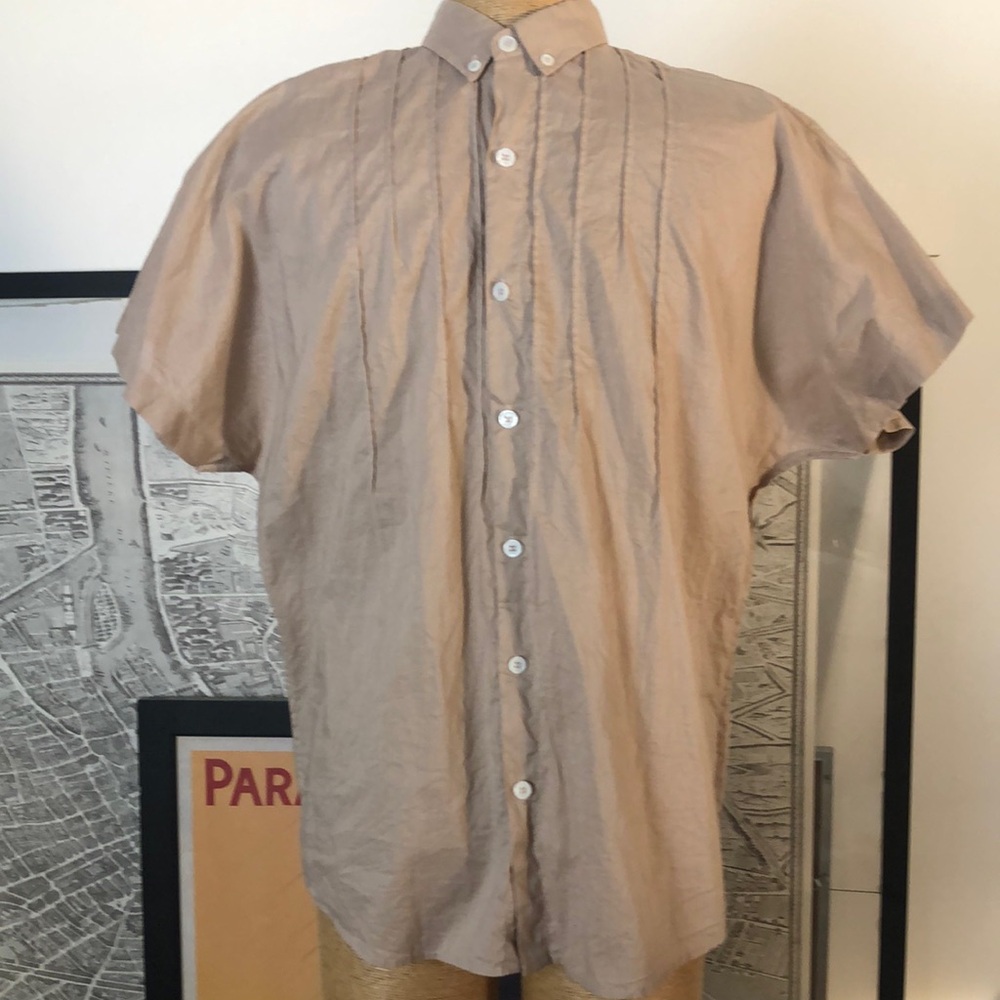 R.SWIADER Men's Tan Short Sleeve Shirt Size S